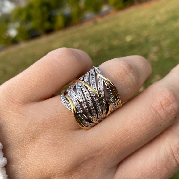 NEW Gorgeous 925 Sterling Silver Two tone Ring - Picture 3 of 10